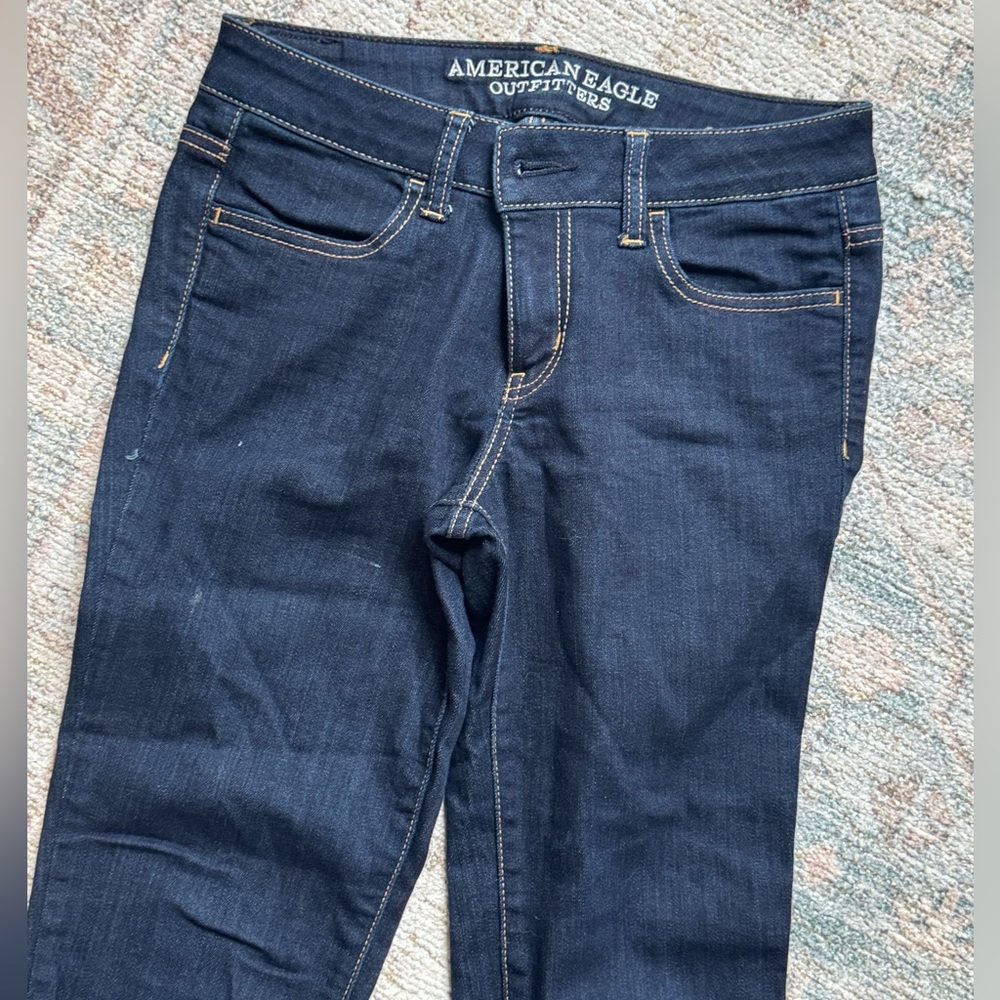 American Eagle Outfitters Blue Skinny dark denim Jeans Sz 4 jogging stretch